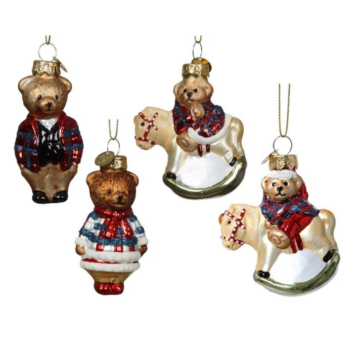 PENDENTE ORSETTO SU CAVALLO 4 ASSORTITI 7.5X4.5X3.5 CM.